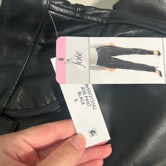 Joie Faux Leather Slim Leg Pants Black Women’s 6 Moto - Picture 6 of 9